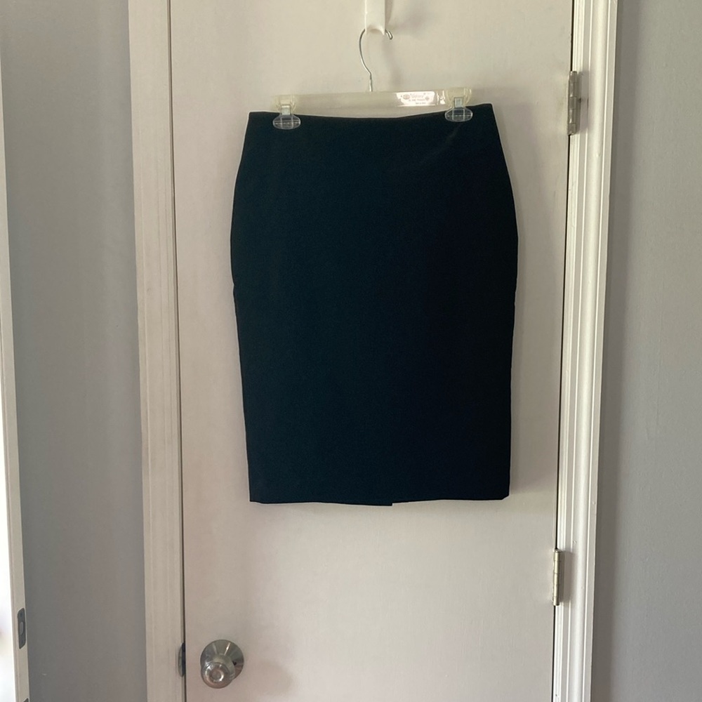 Ann Taylor Black Knee-Length Velvet Pencil Skirt